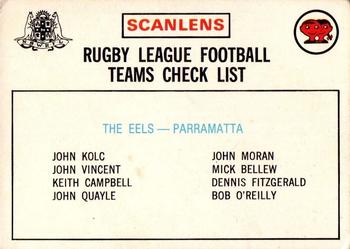 1975 Scanlens - Checklists #NNO Parramatta Front